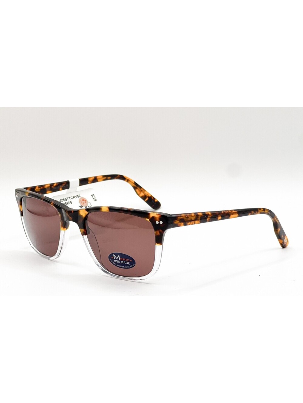 America MU406 Ttcry Tortoise Crystal Clear Square Authentic Sunglasses 52-21-140